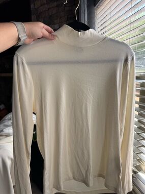 J. Crew Ivory Ribbed Mock Neck Top
